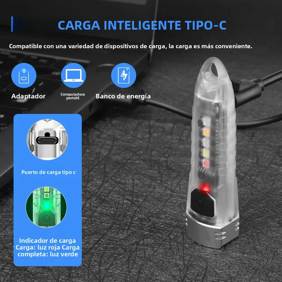 BORUIT V15 Mini Linterna, 1200 Lumen Linterna LED Recargable, 80° Rotación Con 10 Modos, Impermeable IP67, Cola Magnética, Para Emergencias De