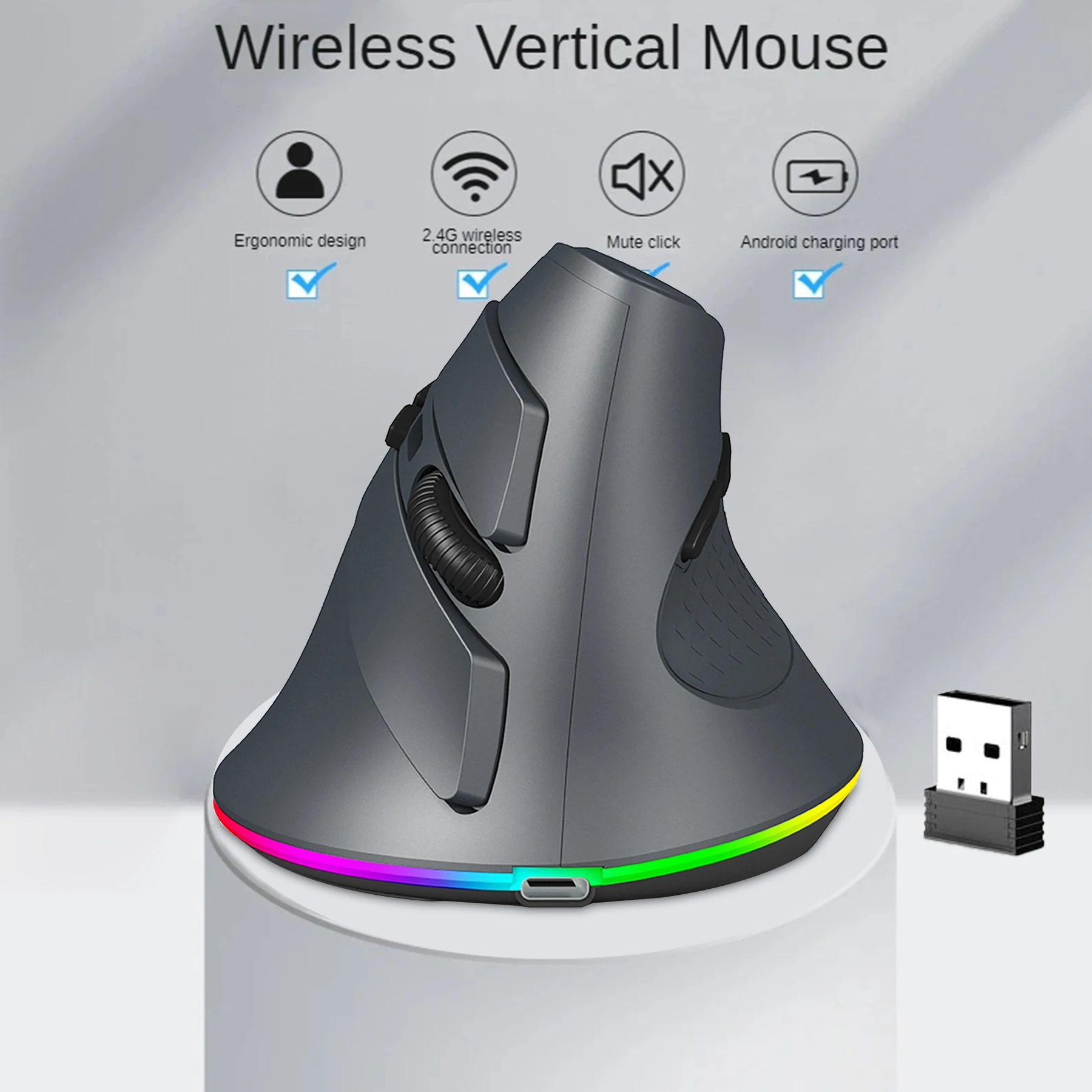 

2023 Wireless Mouse Rechargeable Vertical Ergonomic Mause Macros Bluetooth Mouses 2.4G USB Mice for Computer Laptop Accessories