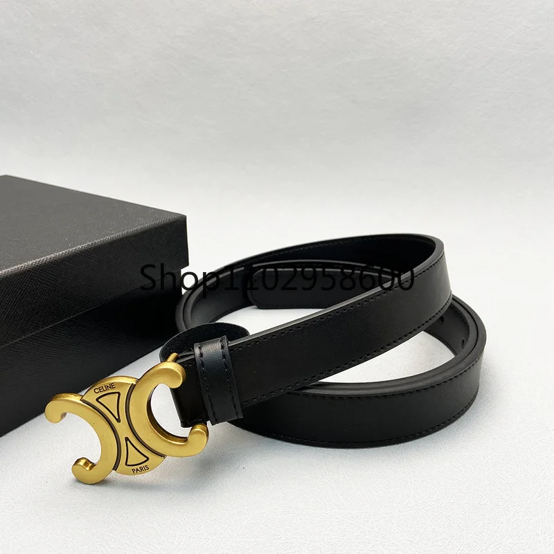 

New With box Women Fashion Leather Belt Buckle Belts Women and men Waist Belt Thin Black Buckle Leather Belt C001