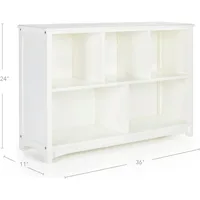 Classic White Bookshelf: Children's 5 Compartment Toy, Bin, Art, Clothes and Book Storage - Wooden Playroom and Bedroom 2