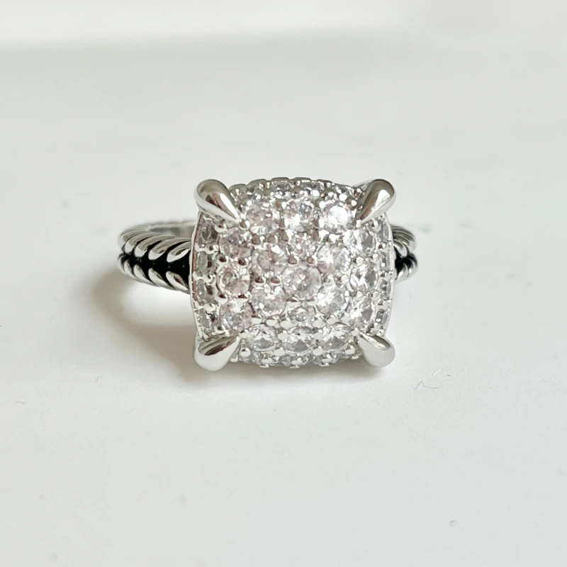 

DesignerBrandDavid 925 Sterling Silver Diamond Rings Women And Men Luxury Punk Cable Rings Zircon Party Luxury Ring For Women