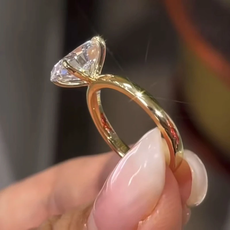 Oval shape 1 2 3 4 5Carat 18K Au750 Gold Ring DVVS1 Moissnite Diamond Ring Wedding Party Engagement Anniversary Trendy
