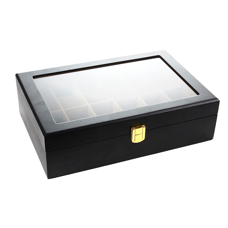 Luxury Wooden 6/10/12 Grids Watch Holder Boxes For Men and Women Glass Top Jewelry Organizer Stroge Cases Clock Gifts Boxes watch storage box