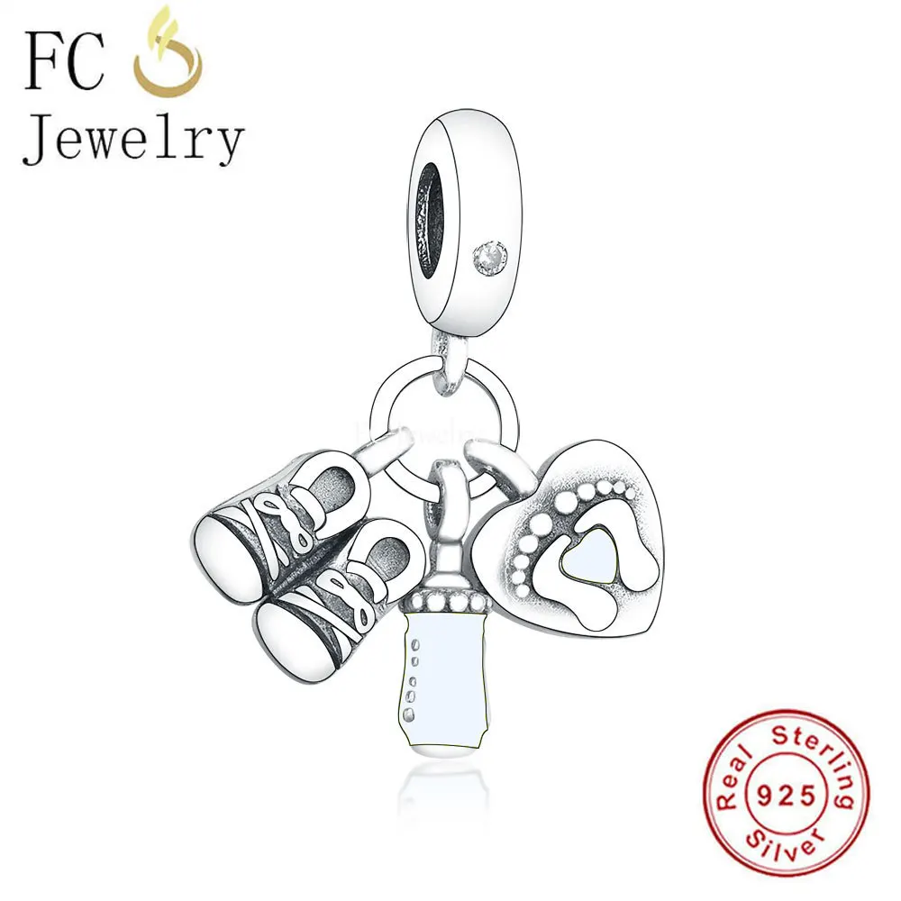 FC Jewelry Fit Original Charm Bracelet 925 Silver Mommy of Angel Blue Ribbon Pregnancy Loss Awareness Bead For Making Berloque 4