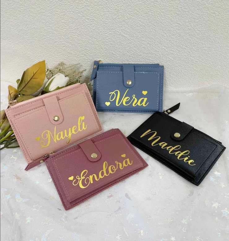 Personalized Wallet for Girls Women, Custom Small Leather Wallet with Name, Mother's Day Gift for Her Bridesmaid Gift