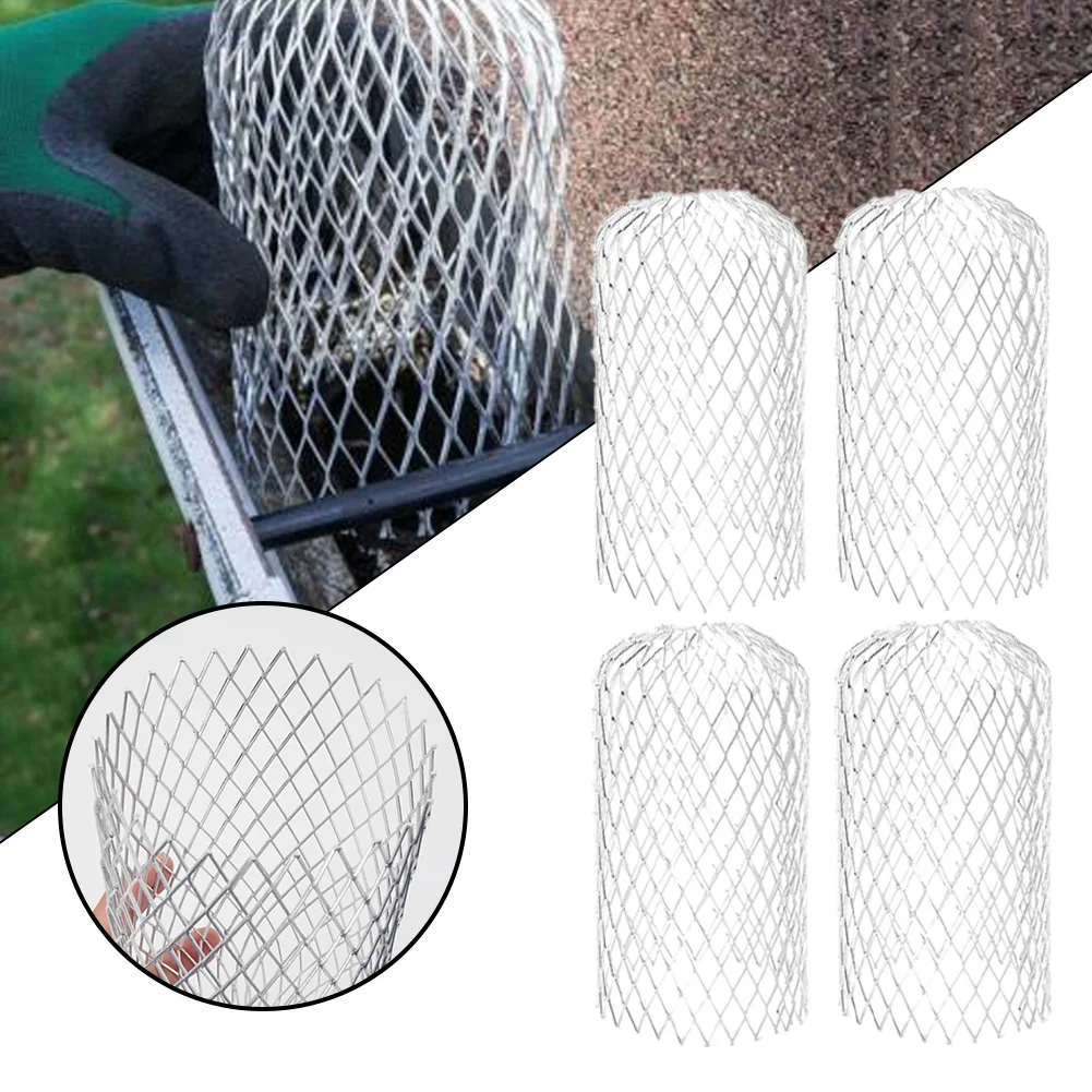 

4 Pcs Gutter Guard Filters Expand Aluminum Filter Strainer Stops Blockage Leaf Drains Debris Drain Net Cover