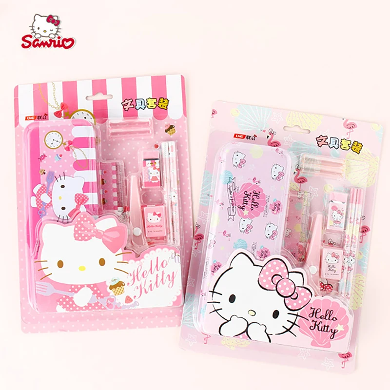 3€74 sur Set papeterie de 12pcs pour enfant combas d'école Hello Kitty avec  cahier, trousse à crayon, gomme, taille-crayon - Autres accessoires  écriture et petite fourniture - Achat & prix