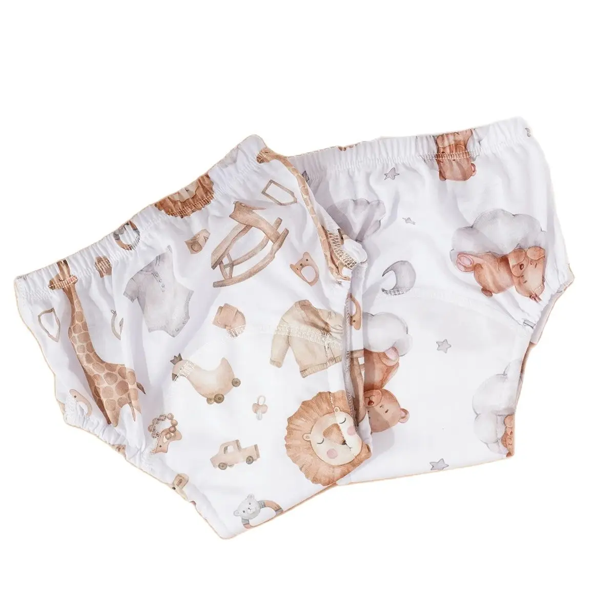 Happyflute 2Piece/Set Animal Print Baby Polyester Suede Cloth Inner Trainning Pants Children Breathable Washable Diaper Pants