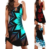 Sexy Dress Women Beach Mini Dress Fashion Dress Women Summer Sleeveless Hollow Elegant Boho Party Dress Floral Print Vestidos - Image 4