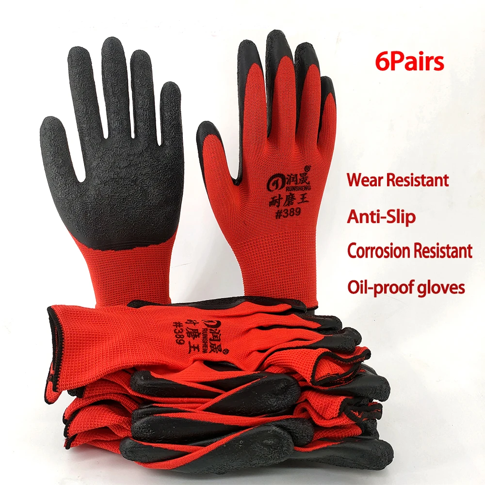 6 Pairs Work Gloves Resistant Anti Slip Professional Working Protective Gloves Men Women Gardening Construction Mechanic Factory