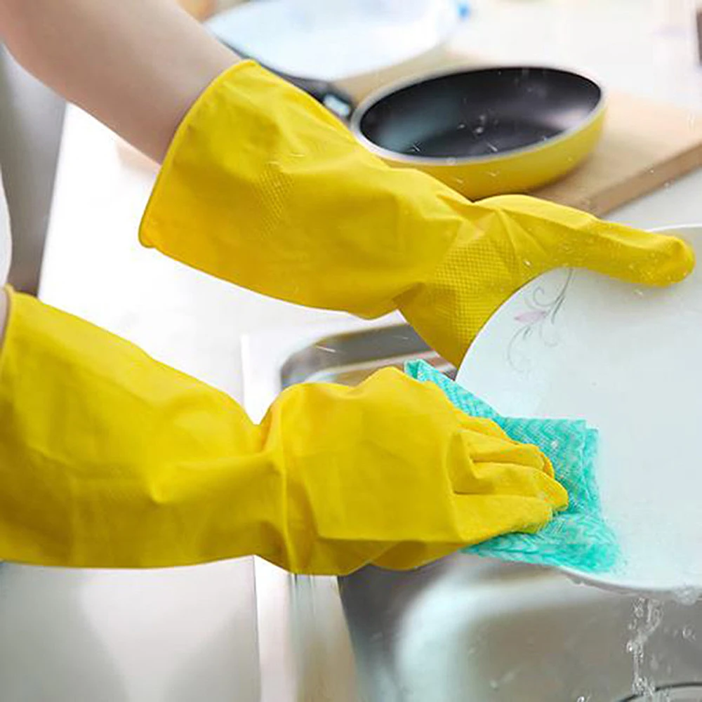 Household Dishwashing Gloves Long Sleeve Thickened Waterproof Non Slip Kitchen Wash Dishes Housekeeping dishwashing gloves cleaning gloves