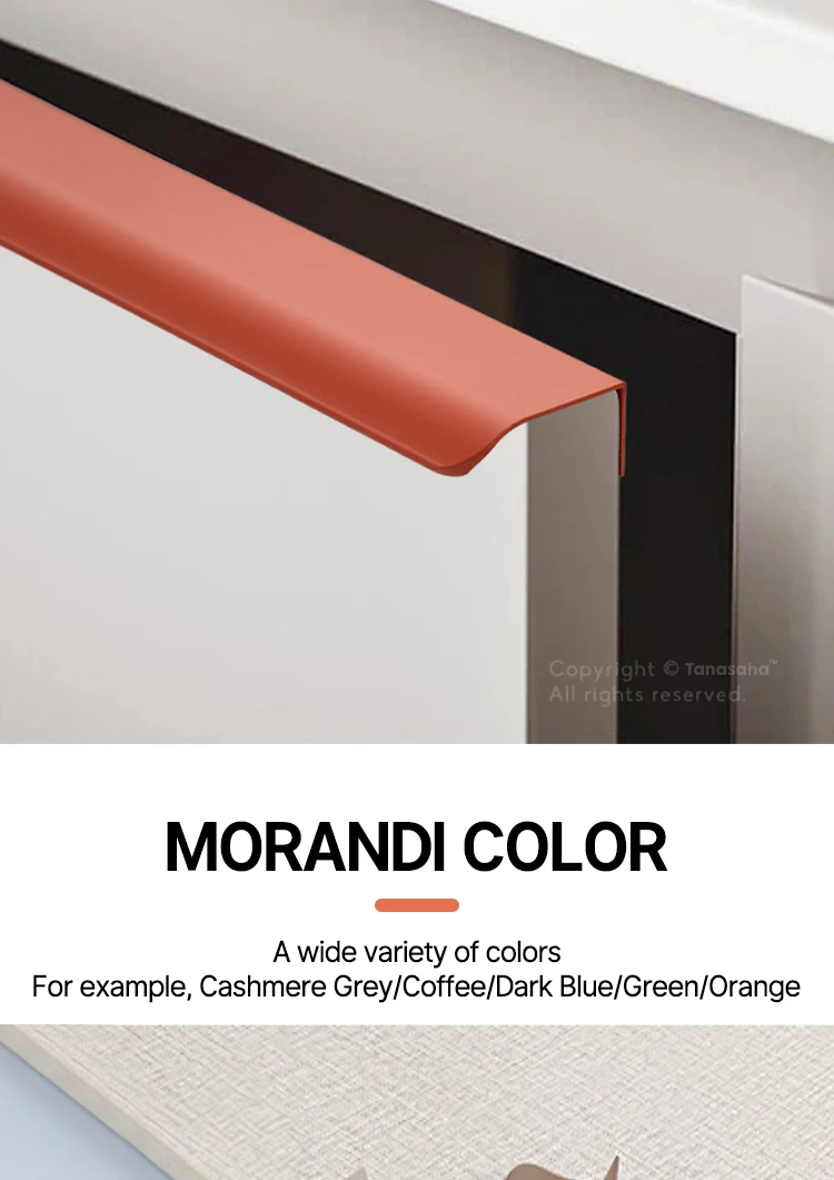 Description Picture 5 of itemOrange Grey Blue Green CoffeeHidden Cabinet Handles Stainless steel Kitchen Cupboard Pulls Drawer Knobs Furniture Handle handle