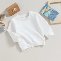 Toddler Sweatshirt Baby Boy Girl Clothes Crewneck Solid Color Long Sleeve Pullover Tops Fall Winter Outfit 2