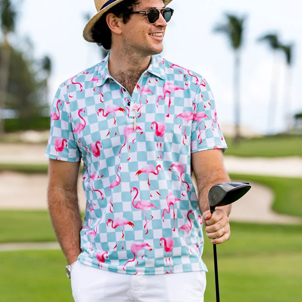 Mens Personality Summer Fashion Sport Short Sleeve Casual Lapel Polo Shirt Men Print Polyester Quick Drying Polo Shirt Top 2