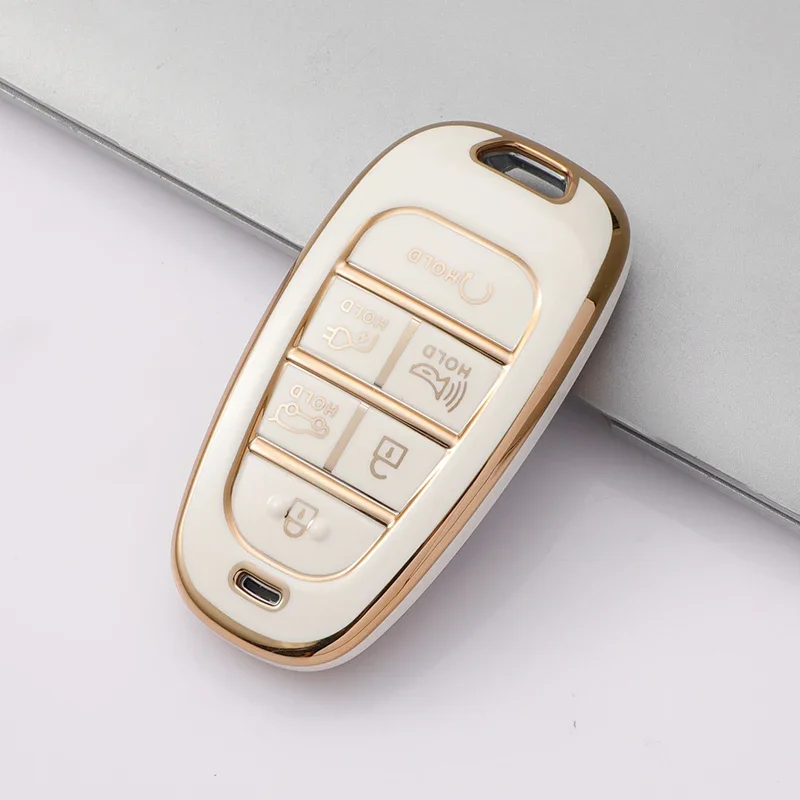ontto Sleutelhoes cover geschikt voor Tesla Model 3 Model Y Model S 2020 2021 2022 2019 metalen autosleutel hoes sleutelhanger beschermhoes sleuteletui 3 toetsen A zilver