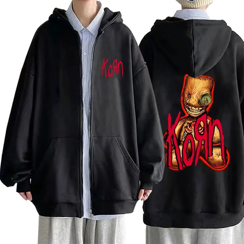 

Classic Vintage Rock Band Korn Issues Zipper Hoodie Men Women Gothic Casual Oversized Zip Up Jacket Male Fleece Cotton Hoodies