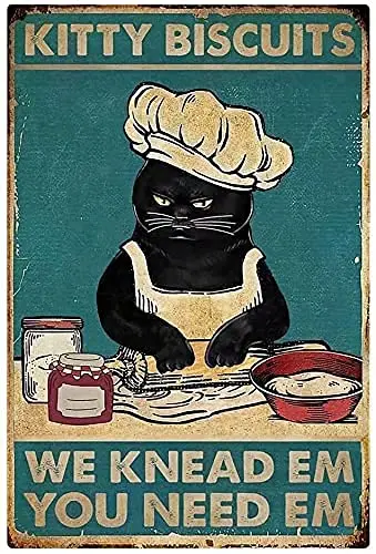 

Funny Black Cat Kitchen Decor Kitty Biscuits We Knead Em You Need Em Poster Cat Smoke Poster Bar Bathroom Bar Garden Home Outdoo