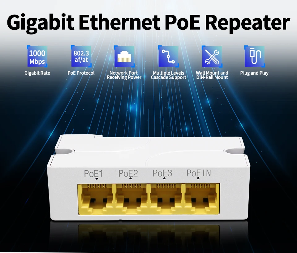 KuWFi POE Switch Ethernet Switches With 4 Port For IP Camera/Wireless  AP/Wifi Router 10/100/100M Smart Switch