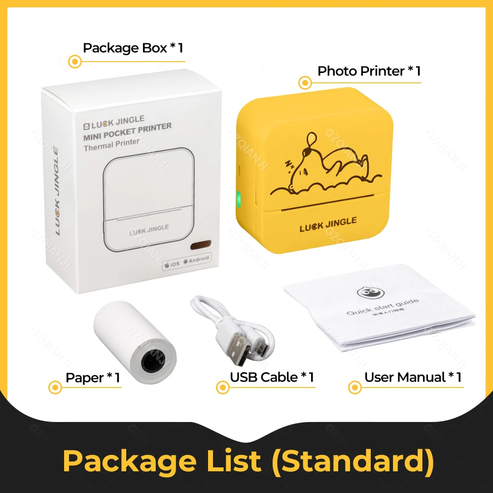 57mm Mini Pocket Thermal Photo Printer Bluetooth Mobile 2inch Bill Receipt Sticker Label Maker Compatible with Android & IOS