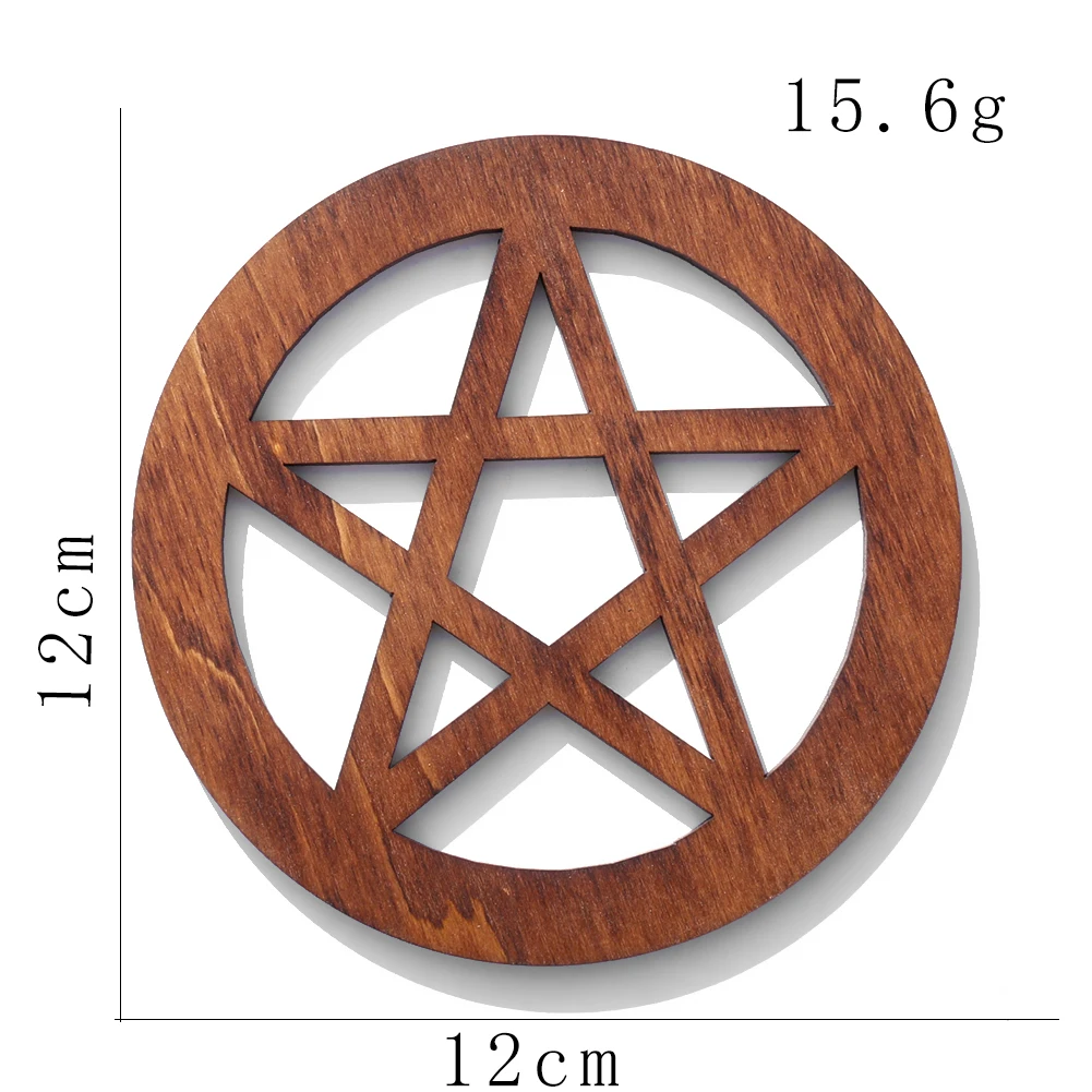 Ornament Crafts Wooden Figurine Crafts Resin Crafts 12CM Wooden Sacrificial Altar Pentagram Witchcraft Ceremonial Ornament Board
