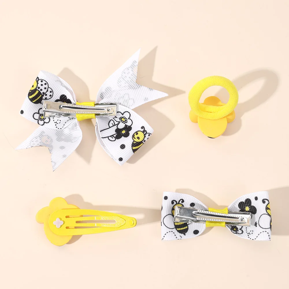 8-teiliges Set Niedliche Bienen-Haarspangen für Mädchen Mini-Bienen-Deko Schleifenhaarklammern und Haargummis Set Haaraccessoires – Detail 6