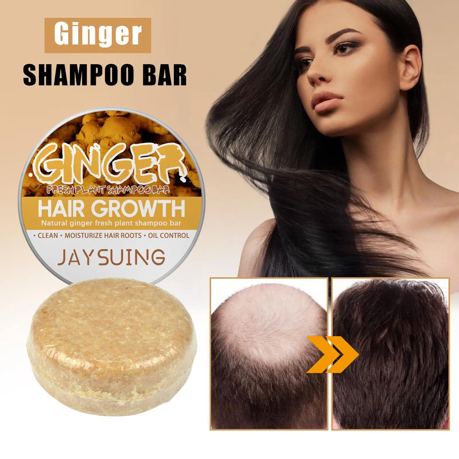 60g gengibre regeneração shampoo barra sabão anti queda de cabelo