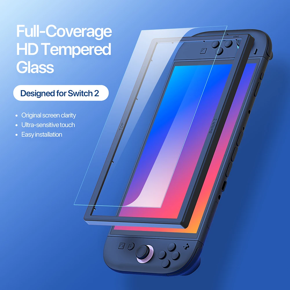 Tempered Film for Nintendo for Switch 2 Anti-Scratch Game Console Film Bubble Free 9H Hardness Anti-fingerprint Game Accessories