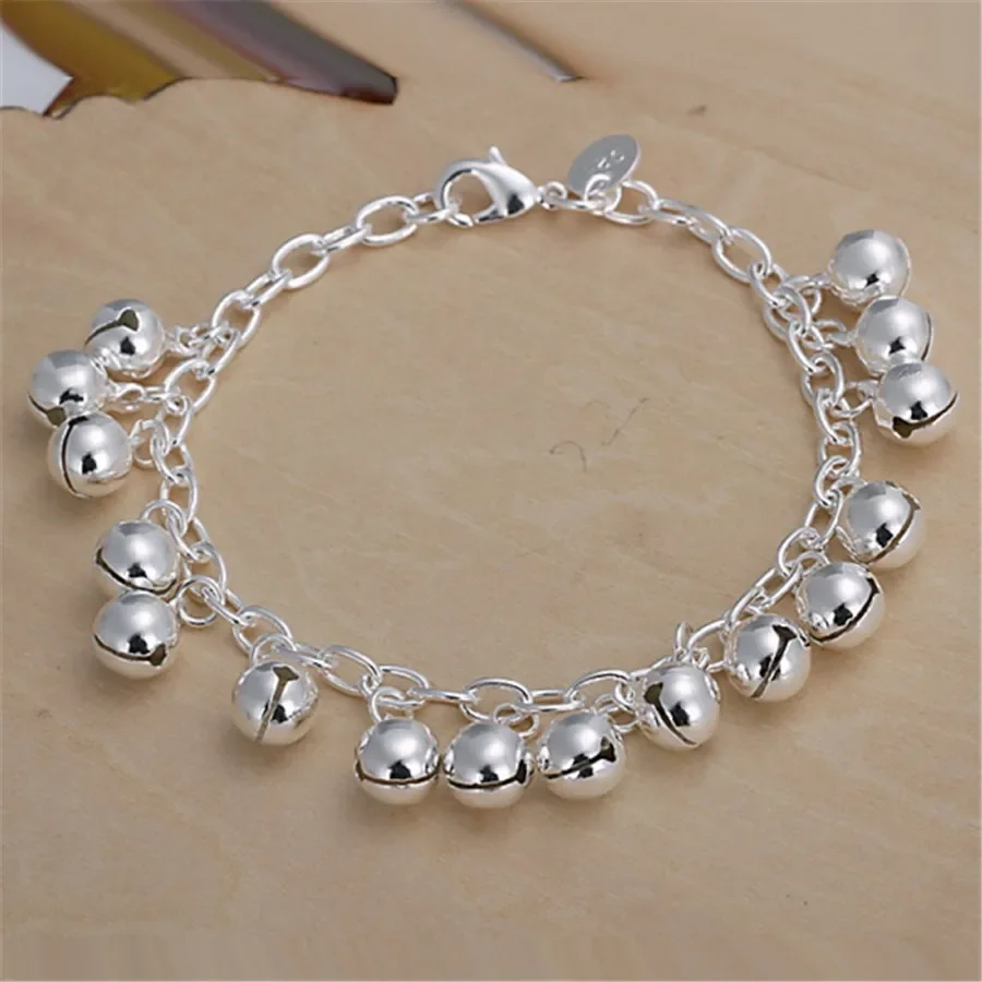 

925Lovely Bell Silver Color Bracelets New Listings High 925quality Fashion Jewelry Christmas Gifts
