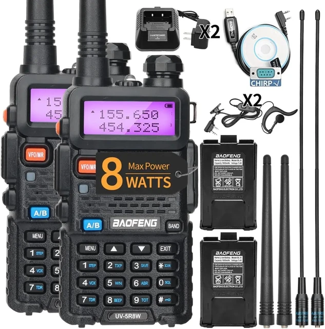 1/2PCS BaoFeng UV-5R 8W Tri-Power Walkie Talkie High Power Dual Band ยาวช่วง 128 CH แบบพกพา UV 5R HAM Two WAY วิทยุ 1