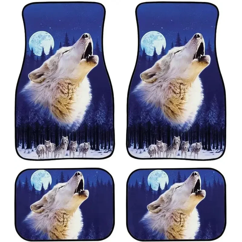 

Moonlight Forest Snow Wolf Carpet Car Mats Universally Suitable 4-Piece Set of Anti-Slip Rubber Foot Skirting Mats