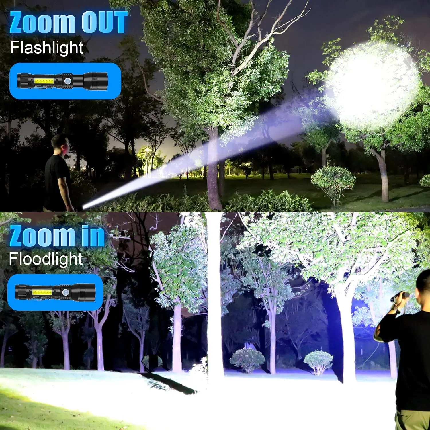 Multifunctional LED Flashlight UV Light/White Light/Red Light 7 Switch Modes Flashlights Waterproof Torch Zoomable Flashlight hunting torches