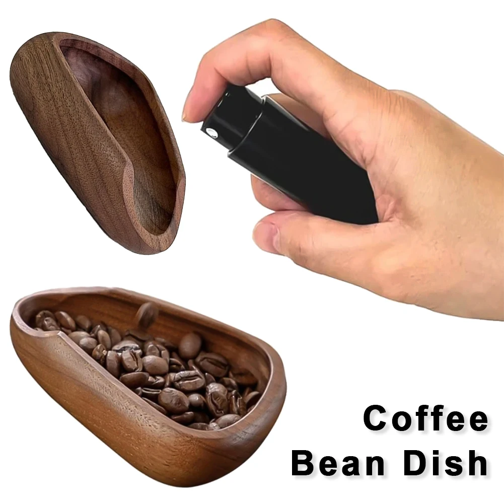 Wooden Coffee Bean Dosing Cup Spray Bottle Tea Leaves Barista Set Anti-Static Coffee Bean Spray Measuring Tray for Coffee Lovers