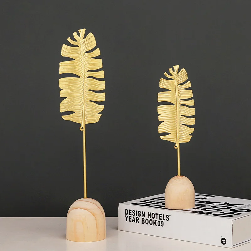 Nordic Luxury Iron Art Home Decorations Turtle Leaf Palm Leaf Ornaments Living Room TV Cabinet Table Top Small Craft Decoration