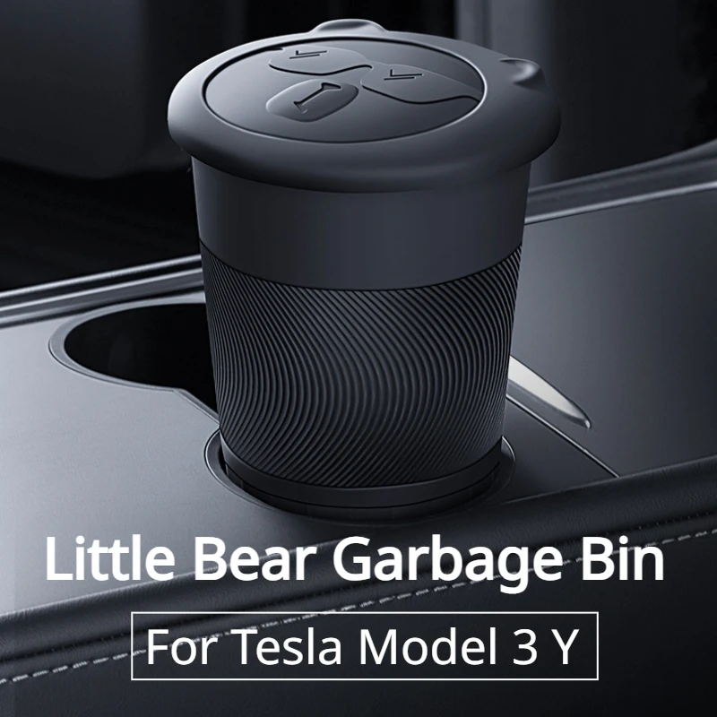 

Мусорная корзина Tesla Model 3 Y Bear, силиконовый центральный контроллер, портативный органайзер для мусора, автомобильные аксессуары
