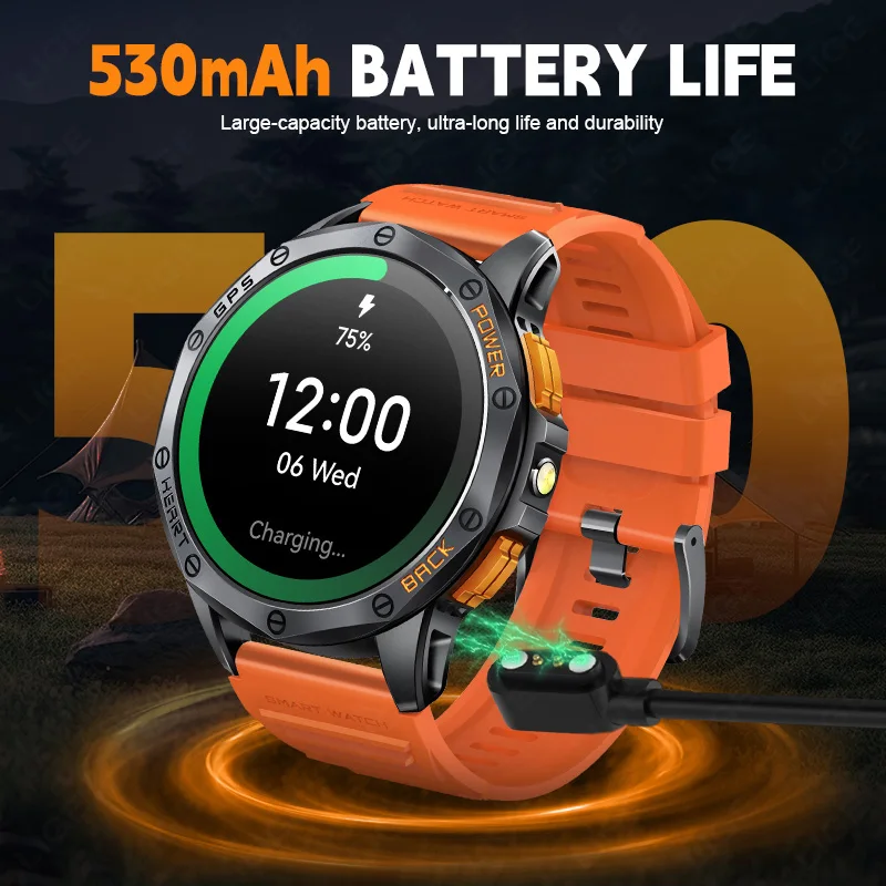LIGE New AMOLED Ultra HD Screen GPS Smart Watch Bluetooth Call Outdoor Compass LED Flashlight Sport Health Monitoring Smartwatch
