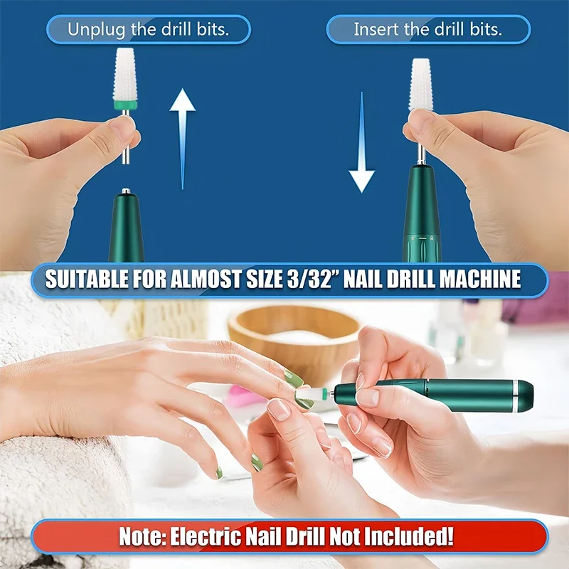 37 Styles Carbide Nail Drill Bits 5 in 1 Ceramic Tungsten Nail Drill Bit Milling Cutter For Manicure Pedicure Files