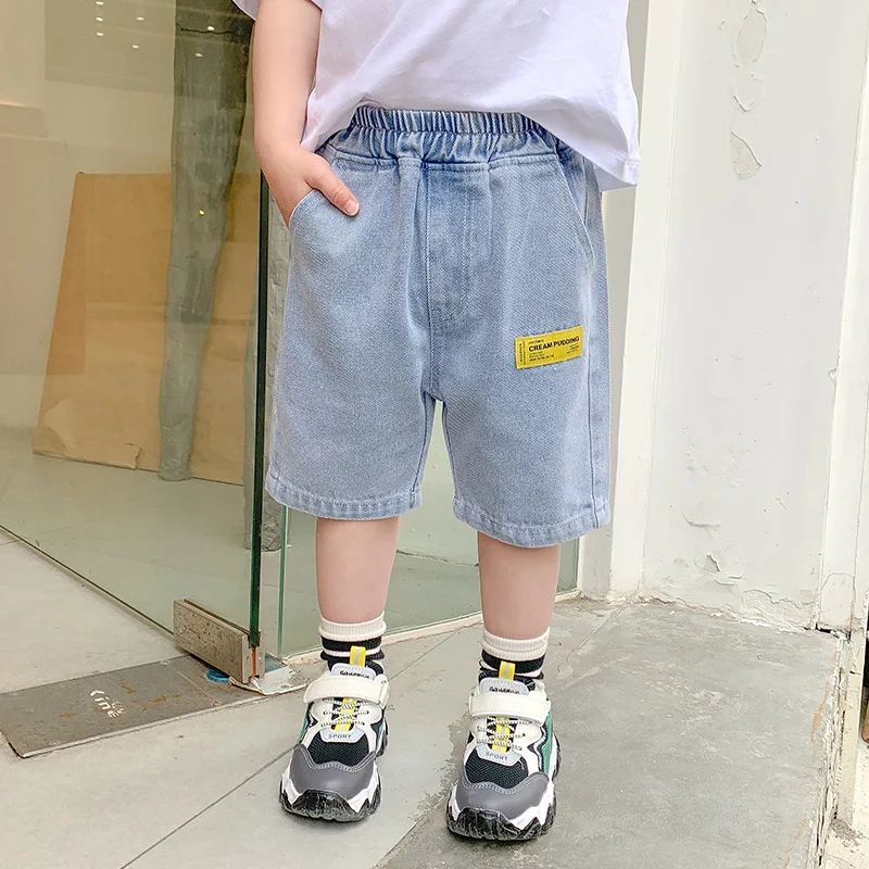 

DIIMUU Boy Children Denim Shorts Fashion Jeans Kids Baby Stretch Boardshorts Letter Summer Trousers Toddler Bottoms for 2-8T