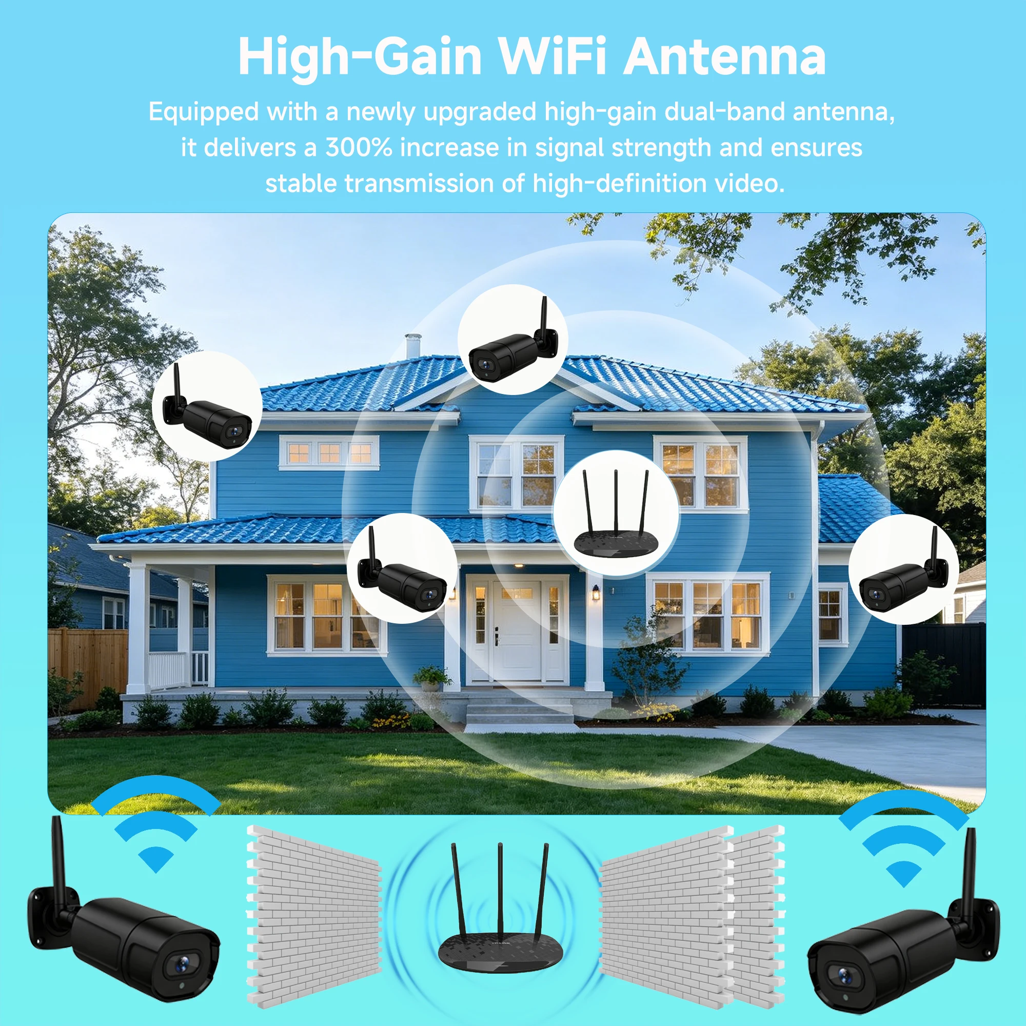 BFMore 5MP/4K 무선 보안 시스템 4채널 NVR 4개의 WiFi 카메라 2.4G IR 야간 투시경 wifi 보안