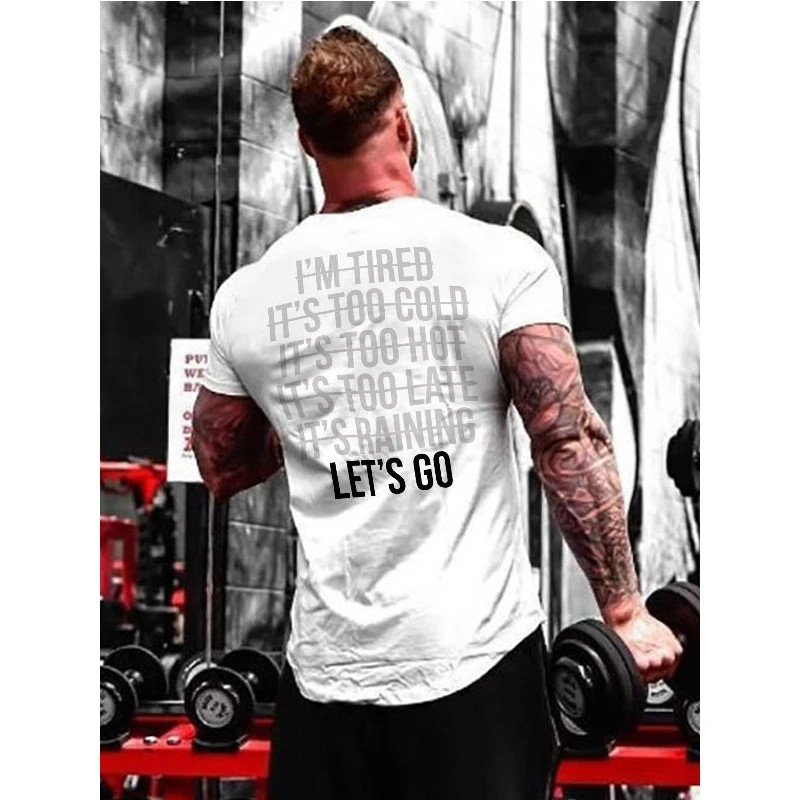 

Men's Summer Fitness Pure Cotton Street Letter Leisure Sports T-shirt