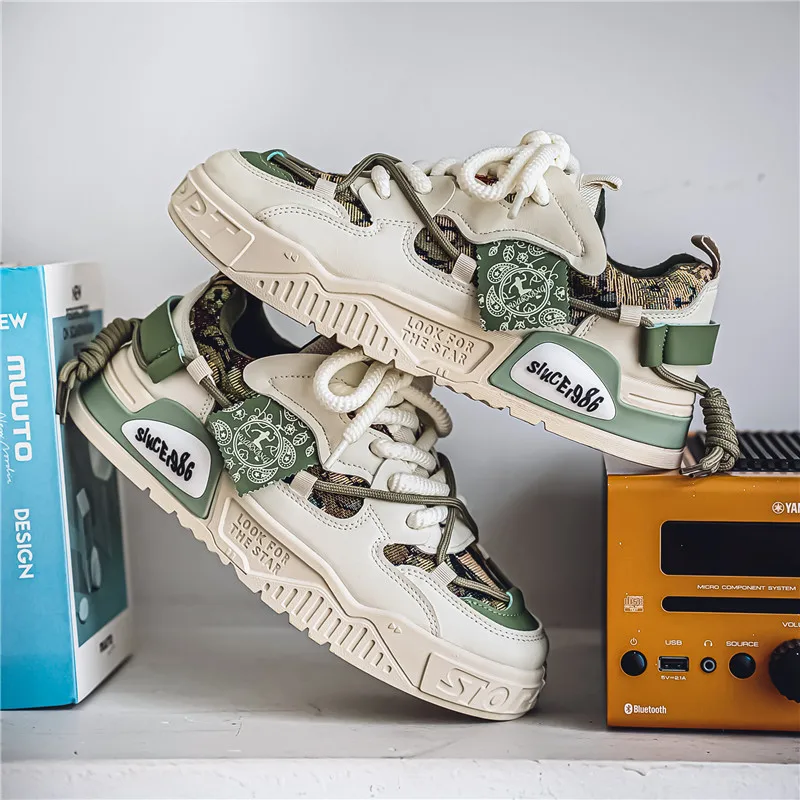 קישוט חבל 2025 נעלי אופנה לגברים פלטפורמה נוחה נעליים לנשימה נעליים לנשימה חיצונית טרנד רחוב מזדמנים נעלי סקייטבורד