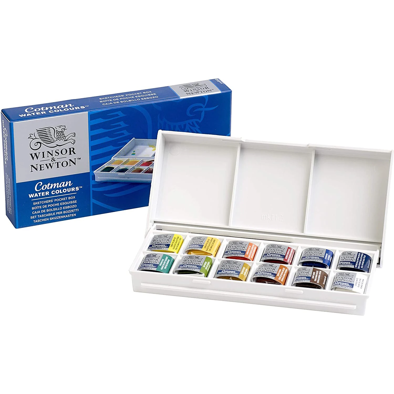 Winsor & Newton Cotman Portable Travel 12 Colori Solid Acquerello Paint Sketchers Half Padelle Palette Pennello Ad Acquerello Acuarela