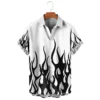 Men's shirt summer flame high-definition pattern 3D printing lapel button up shirt tiki series Hawaiian short sleeved shirt 4