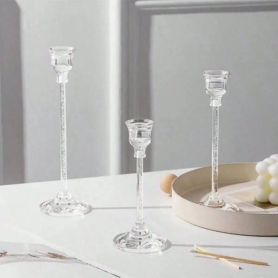 Candle Holders 3pcs Acrylic Candle Holders Set European Style Candlestick Dining Table Decor Wedding Ceremony Candle Holder