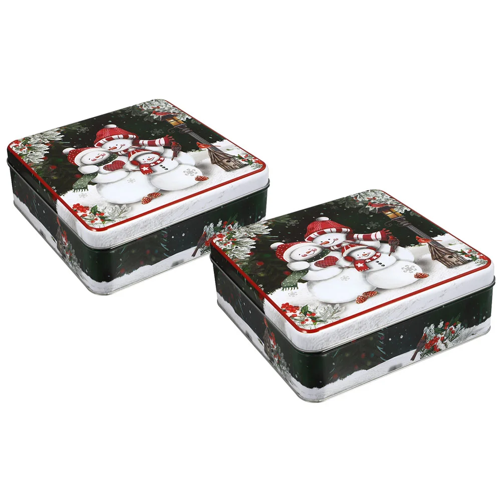 

Tinplate Cookie Christmas Gift Box Candy Snowman (2 Pieces) Santa Claus Decoration Containers