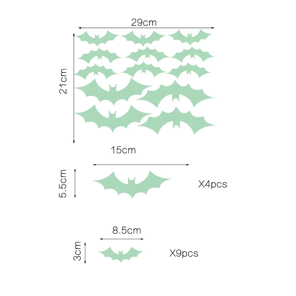 Halloween Decoration 3D Bat Luminous Stickers Scary Decos Props Fluorescent Wall Decals Glow in the Dark Stickers