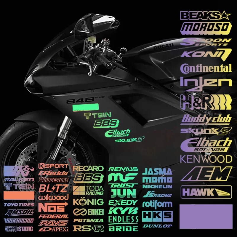 20CM Random 15pcs Reflective JDM Racing Sponsor Set Cool Car Vinyl Decal for EDM Race Turbo Drift  Motorcycle Sticker- 61Styles random 15pcs 15cm racing sponsor motorcycle sticker set cool reflective car vinyl decal for jdm edm race turbo drift 61styles