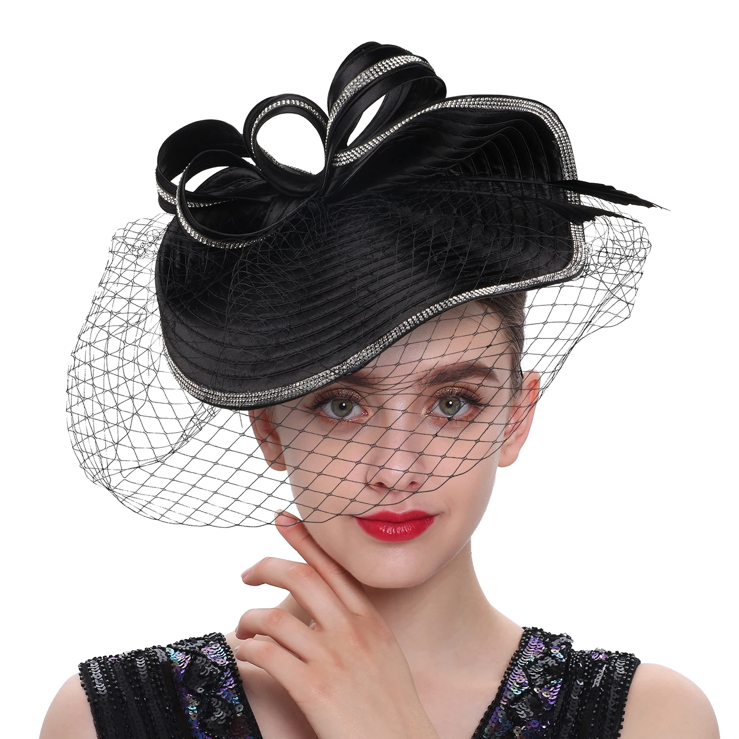 Tanio Nowe kapelusze Millinery dla kobiet z welonem z pałąkiem sklep