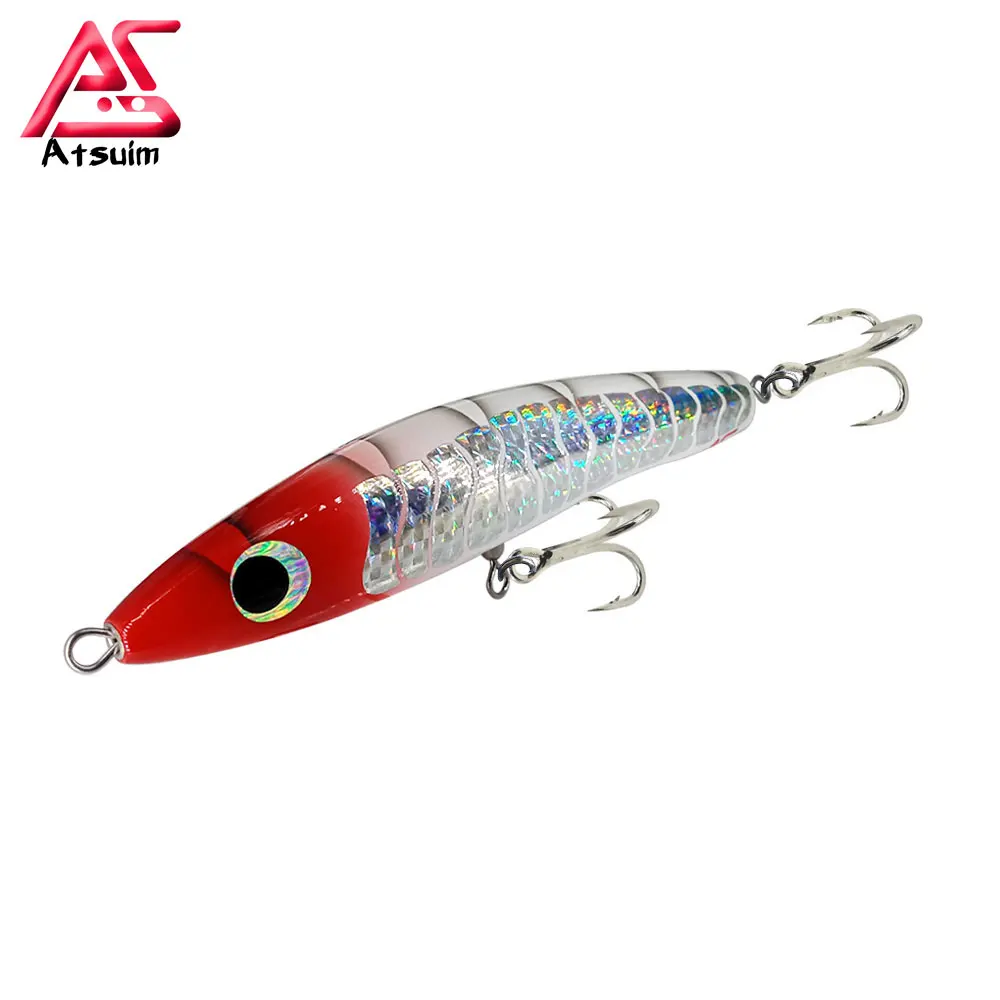 

AS Pencil Lure Fishing Swim Trolling Stickbait TopWater 65g120g Wooden GT Tuna Artificial Floating Long Casting Wobblers