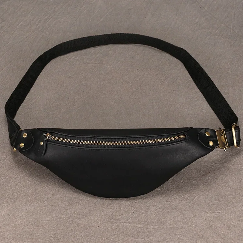 Genuine leather waist bag for men with sleek premium design and adjustable strap