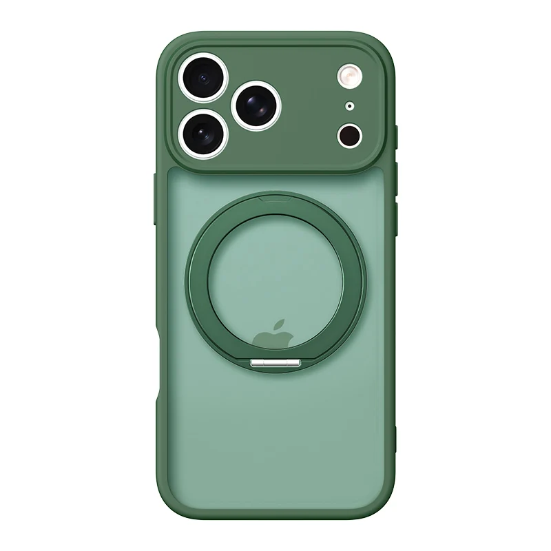 360° Rotating Magnetic Stand Case with Stress Relief Ring and Full Lens Cover